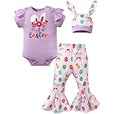 IWALUE Infant Baby Girl My 1st Easter Bunny Bell Bottom Outfit Pants Set