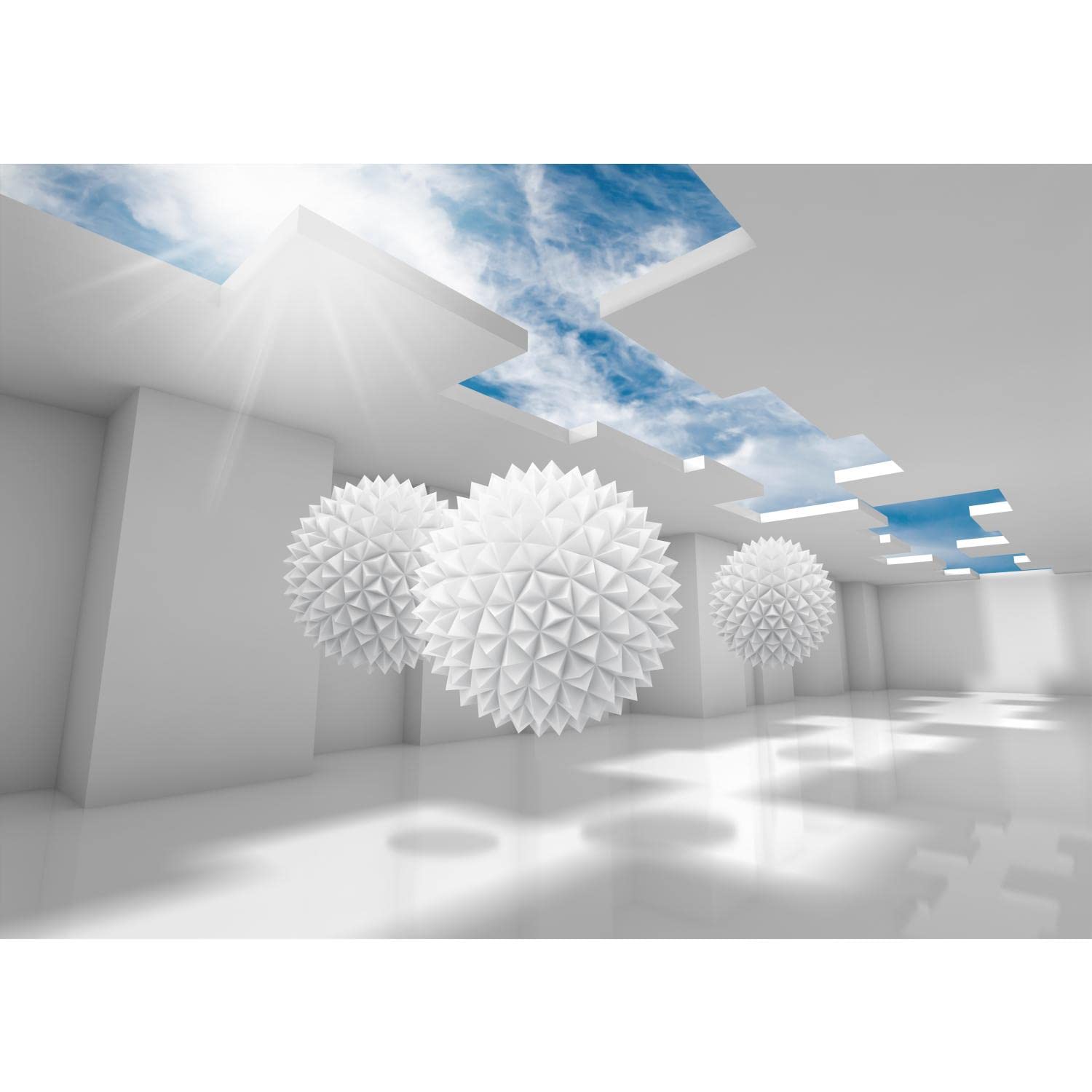 Runa Art Photo Wallpaper 3D Abstract 352 x 250 cm Non-Woven Wall Art XXL Moderne Living Room Bedroom White Blue 9182011a