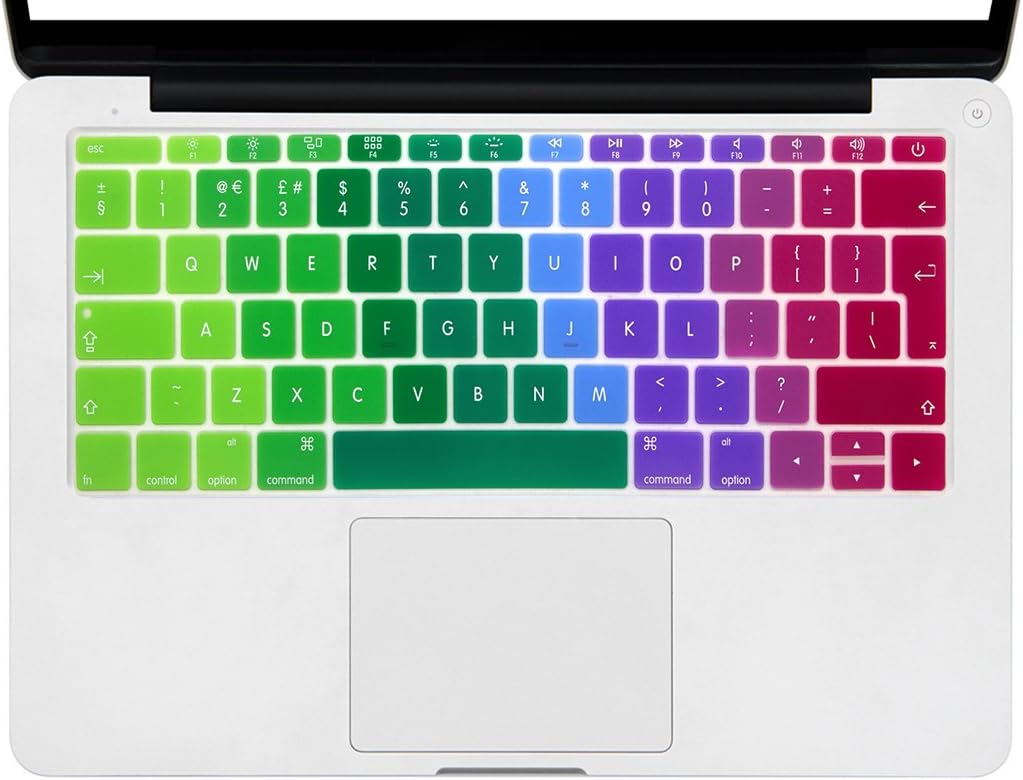 MMDW Silicone Keyboard Cover for MacBook Pro 13 Inch 2017 & 2016 Release A1708 No Touch Bar &for MacBook 12 Inch A1534 Protective Skin (EU Layout),Rainbow - Image 3