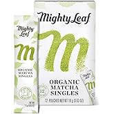 Mighty Leaf Tea, Organic Matcha Green Tea Singles - 1 Box of 12 Single Serve Packets, 100% Japanese Matcha, Unsweetened