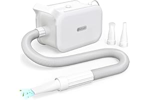 ELS PET Dog Dryer: Smart Pet Dryer with LED Screen, 3 Nozzles, High Velocity Negative Ion Motor Dog Blow Dryer, Dog Hair Dryer with Adjustable Airflow Speed and Temperature for Dog Cat (White)