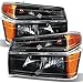 AKKON - For Chevy Colorado/Canyon Black Headlights + Parking Lights Replacement Driver + Passenger Side Pair