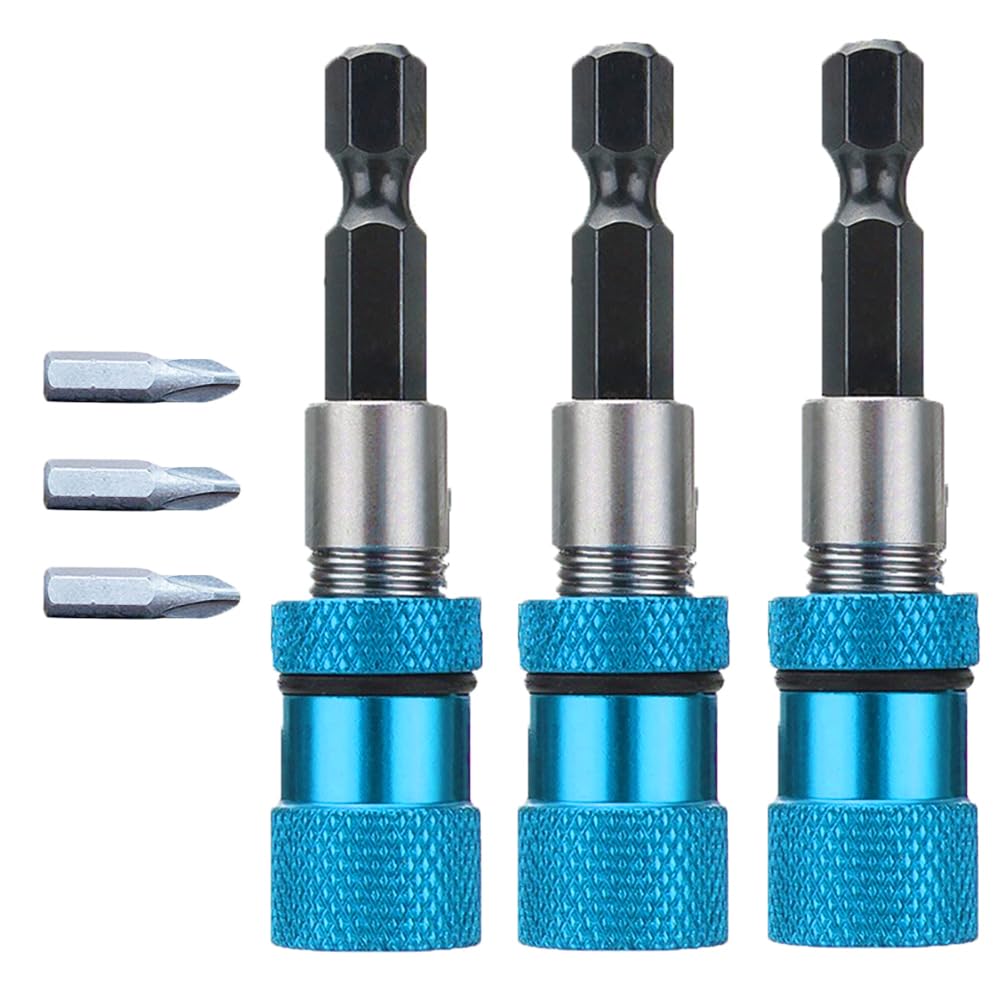 Meijunter 3Pcs Hex Shank Drywall Drill Bit Holder Magnetic Bit Holder 1/4 inch Screwdriver Bit Adapter Replaceable Bit Holder Comes with 3 PH2 Cross Bit Accessories