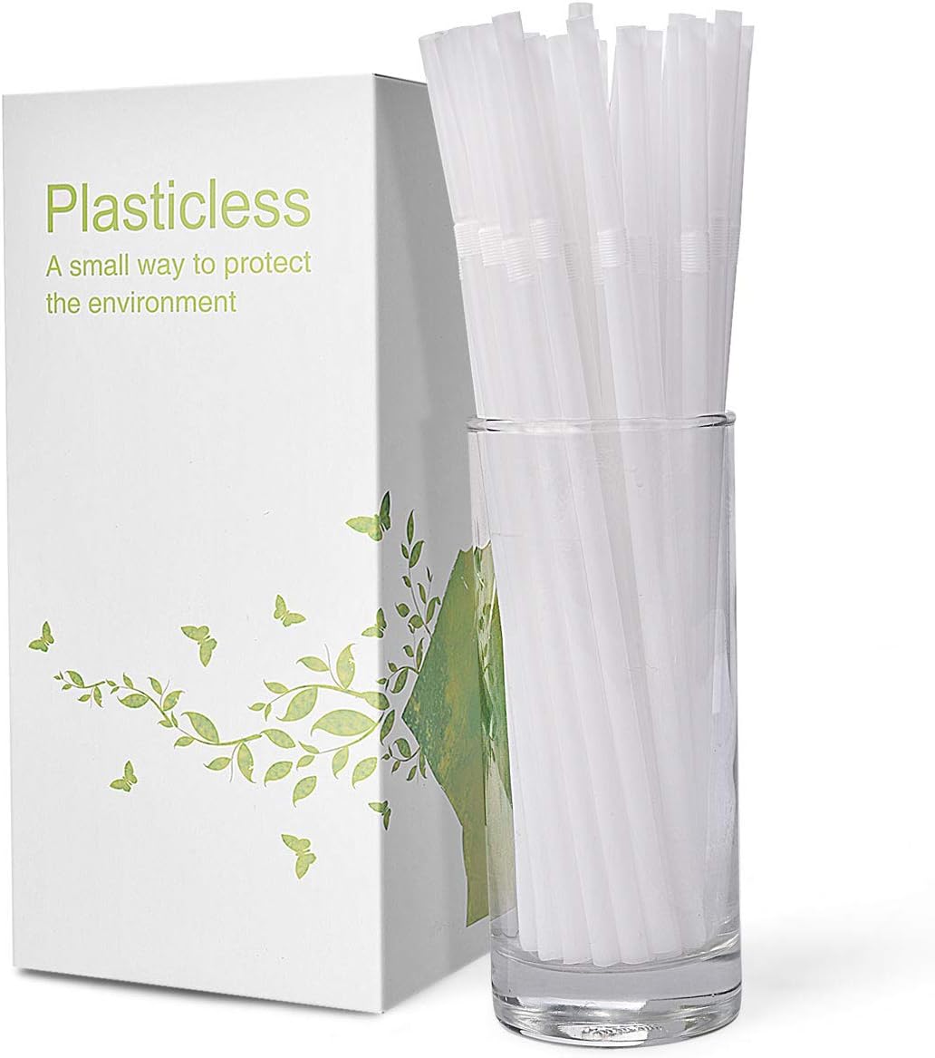 200-Pack 100% Plant-Based Compostable Straws - Plasticless Biodegradable Flexible Drinking Straws - A Fantastic Eco Friendly Alternative to Plastic Straws: Kitchen & Dining
