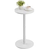 Homleke Round Side Table with Solid Wood Pillar, Small Drink Table | Compact Accent Table, Wood Top &amp; Base, Easy Assembly, Living Room, Bedroom, Sofa, Office, 12" Diameter, White