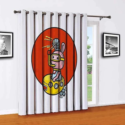 Cortinas para puerta corredera con diseño de submarino amarillo