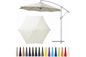 GLDDFDG 10Ft 6 Ribs Patio Umbrella Replacement Canopy (Canopy only), Canopy Replacement UV Protection Waterproof Outdoor Table Market Yard Umbrella Top Outdoor Umbrella Canopy,Beige,10FT