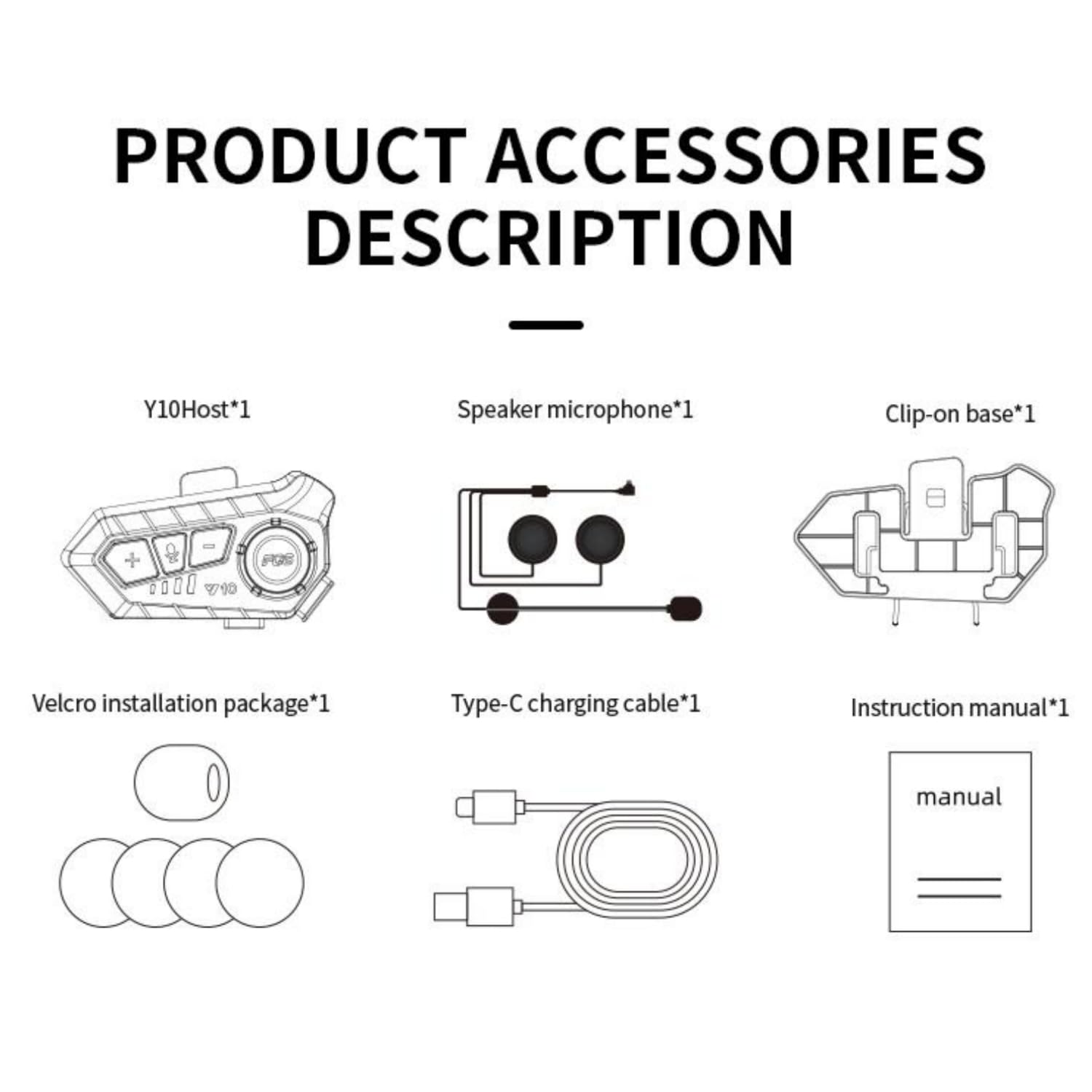 Motorcycle Helmet Bluetooth Headset Speakers with HiFi Sound,Noise Cancellation,1000mAh Battery,25 Hours Use,Boom Mircrophone,Easy to Install Use with Golves,IPX6 Waterproof,Voice Assistant