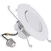 HALO RA 6 inch LED Recessed Lighting Retrofit Gimbal Trim 5CCT 600/900lm | Baffle adjustable LED trim, low glare, wet-rated for showers and outdoor use, Dims to 5% + dim to warm, 35 &deg; tilt 360&deg; rotate