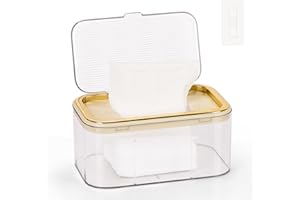 Flenpptly Baby Wipes Dispenser, Wipe Holder Wipes Container Large Capacity Keep Wipes Fresh & Easy to Open (Gold)
