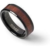 Ridge 8mm Beveled Tungsten Rings For Men - Dual Band Metal Wedding Ring &amp; Silicone Ring, Scratch-Resistant PVD Coating, Convex No-Pinch Fit, Includes Extra Silicone Band (Mopane Wood, 10)