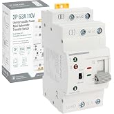 Ketofa 2P 63A 110V Automatic Transfer Switch, Uninterruptible Power, White | 50/60Hz Mini Dual Power ATS, Generator Changeover Switch, Interruptor de transferencia autom&aacute;tica, Compact Mini Design