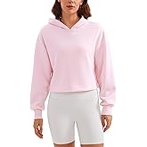 CRZ YOGA SoftAura Cropped Hoodies for Women - Long Sleeve Pullover Basic Workout Casual Hooded Sweatshirts
