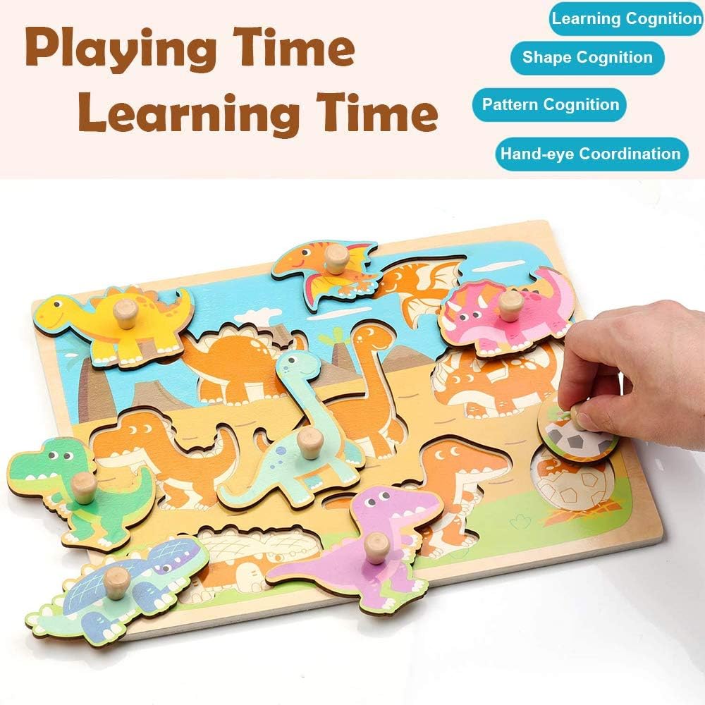 Onecreation Wooden Peg Puzzle Dinosaur Paradise Cognitive Hand Grasping Board Early Educational Toys Puzzle Baby Toddles Boys Girls Jigsaws Puzzles Toys Games Wmrafricanpartnersltdgte Com Ng