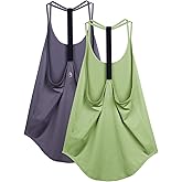 icyzone Workout Tank Tops for Women - Athletic Yoga Tops, T-Back Running Tank Top