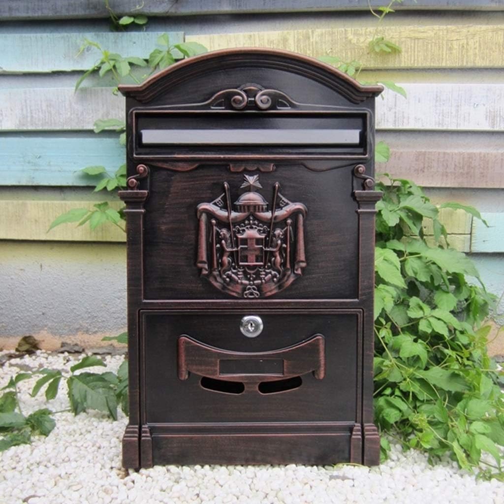 HTDZDX Vintage Retro Vintage European Aluminum Mailbox Box Letters Wall Safe Outside Mailboxes