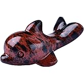 DZJXBZhu Natural Crystal Red Obsidian Dolphin Crystal Healing Stone Mindfulness Meditation Pocket Figurine Natural Gemstone Hand Carved Polished Home Room Desk Decoration Gift Collection