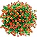 CQURE Artificial Flowers, Fake Flowers Artificial Greenery Plants Eucalyptus Outdoor Bridal Wedding Bouquet for Home Garden Party Wedding Decoration 5 Bunch (Orange Red)