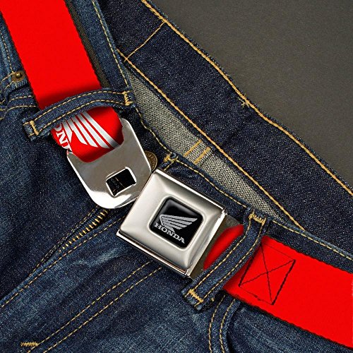 Honda Motorcycle Black/Silver Seatbelt Belt - HONDA Motorcycle Logo Red/White Webbing X-LARGE