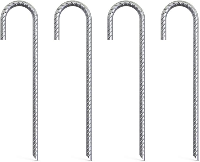 AAGUT 12inch Galvanized Rebar Stakes J Hook, Dig Defence Fence Stakes