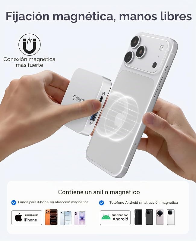 Estação de Acoplamento Magnética USB-C, Capa para SSD M.2 2230 NVMe, Estação de Acoplamento 6 em 1 com HDMI 4K@60Hz, PD 100W, USB-A/USB-C 10 Gbps, Áudio, Hub USB-C para iPhone MG5