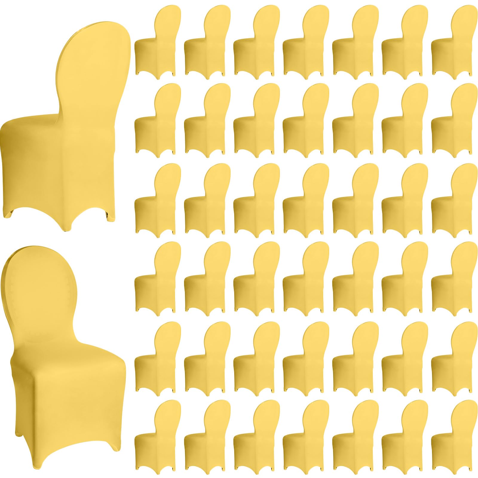 Photo 1 of **** photo stock for reference ****Macarrie 60 Pcs Chair Covers Wedding Seat Slipcovers Polyester Spandex Folding Chair Covers for Wedding, Banquet Party, Celebration Event, Dining Room, Living Room(Yellow)