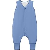 TADO MUSLIN Baby/Toddler Sleep Sack with Legs, Rayon from Bamboo 95% + 5% Spandex, 1.0 TOG, 2‑Way Zipper Sleeping Bag, Walker‑Friendly 6-12M Blue