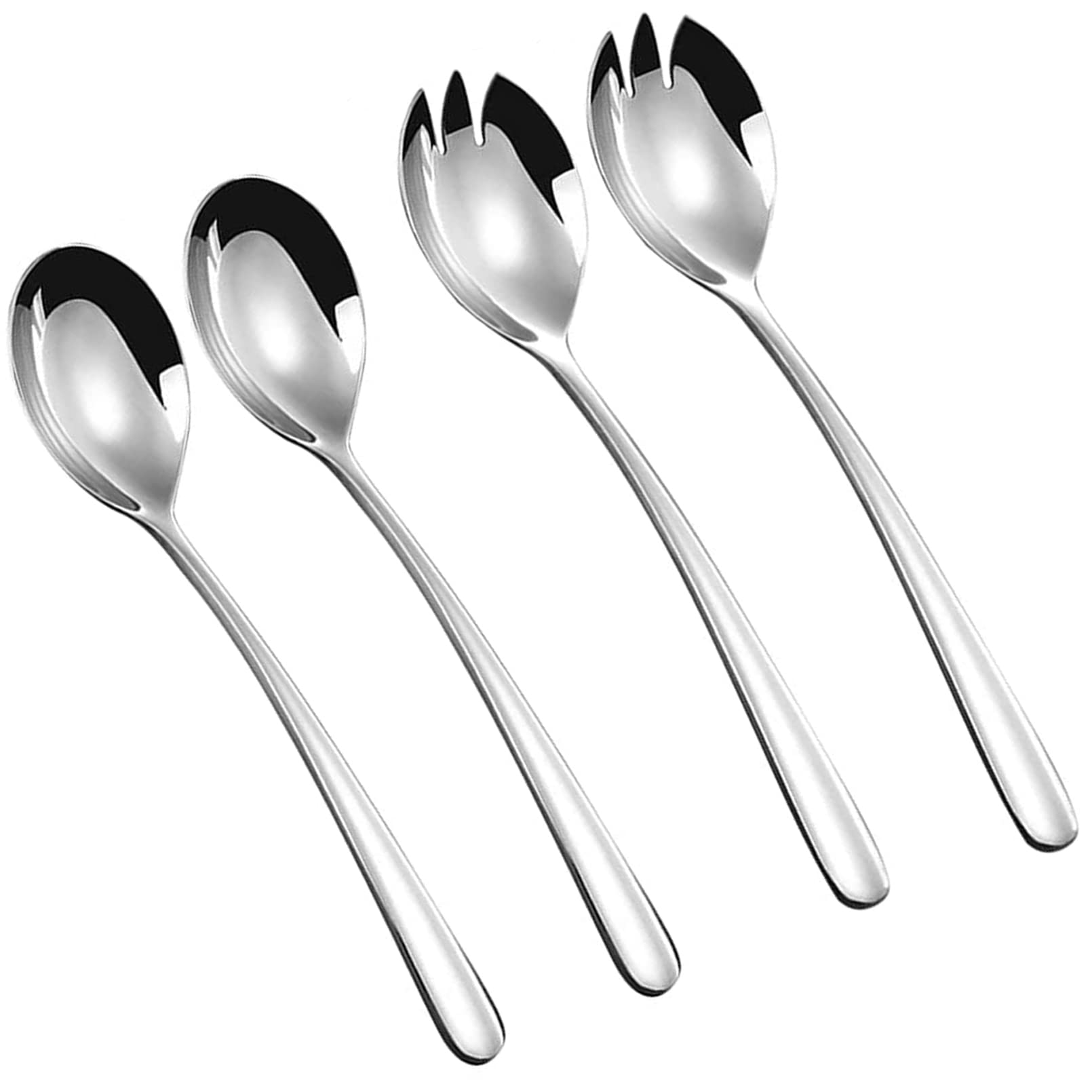 HO Salad Cutlery Set, 4 Pieces Stainless Steel Salad Spoons and Forks for Kitchen, Dining Room