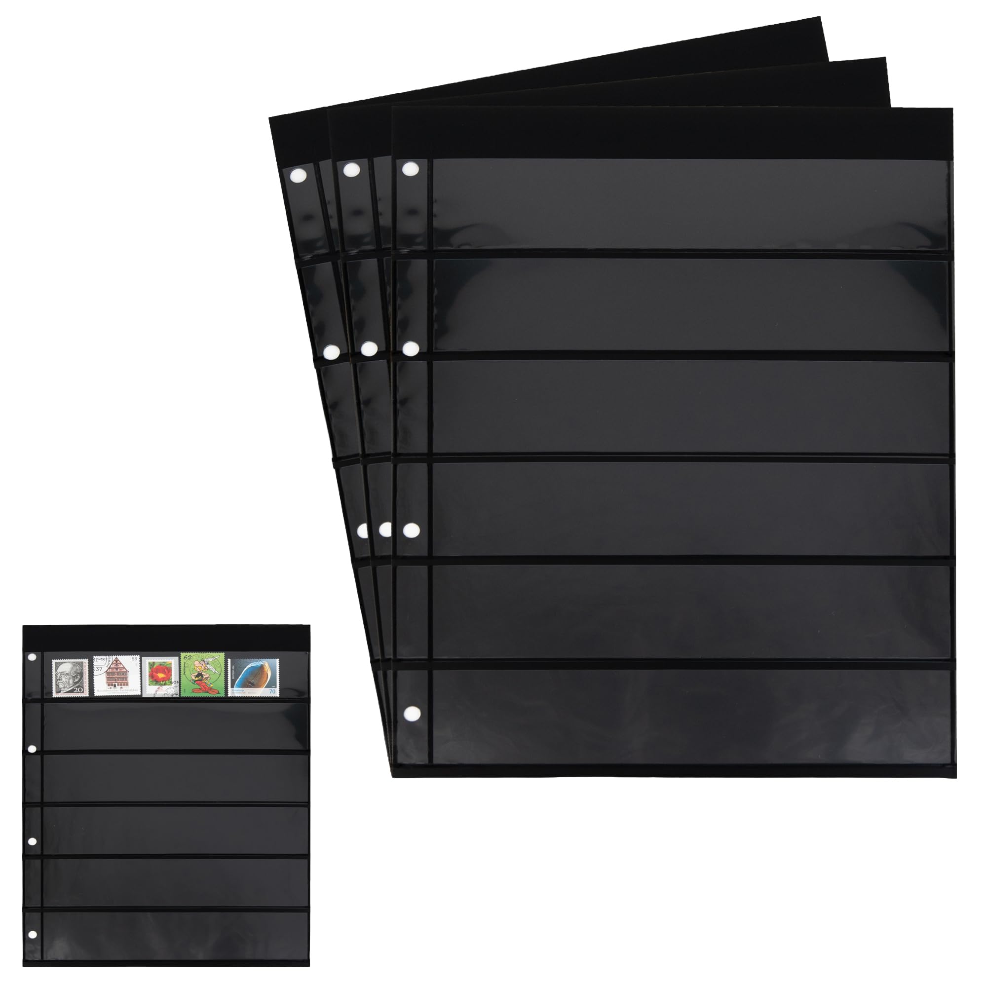 3 Prophila double-sided stocksheets, 6-way division, 6 pockets