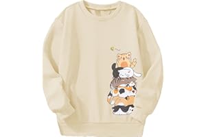 COZYEASE Girls' Cartoon Graphic Sweatshirts Long Sleeve Crewneck Pullover Tops Cute T Shirts for Teen Girls