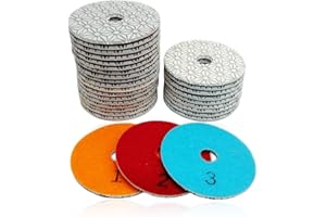 SHDIATOOL 30PCS 4 Inch Diamond Polishing Pads 3-Step 10 Sets for Marble Stone Sanding Pads Grinding Pads