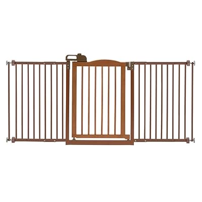 Richell One-Touch Gate II Wide, Wide Dog gate with Wooden Door, from 32.1-62.8" Wide &amp; 30.5" H