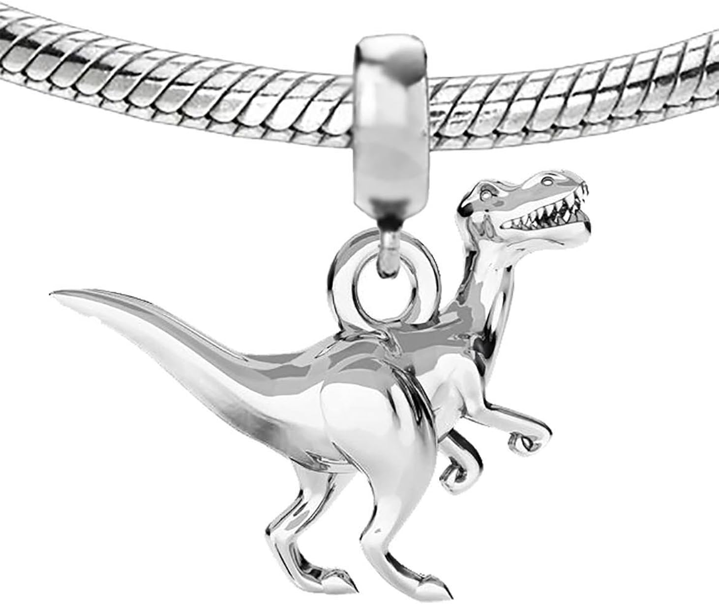 Sterling Silver 925 Dinosaur Charm Bead ideal for branded bracelet or