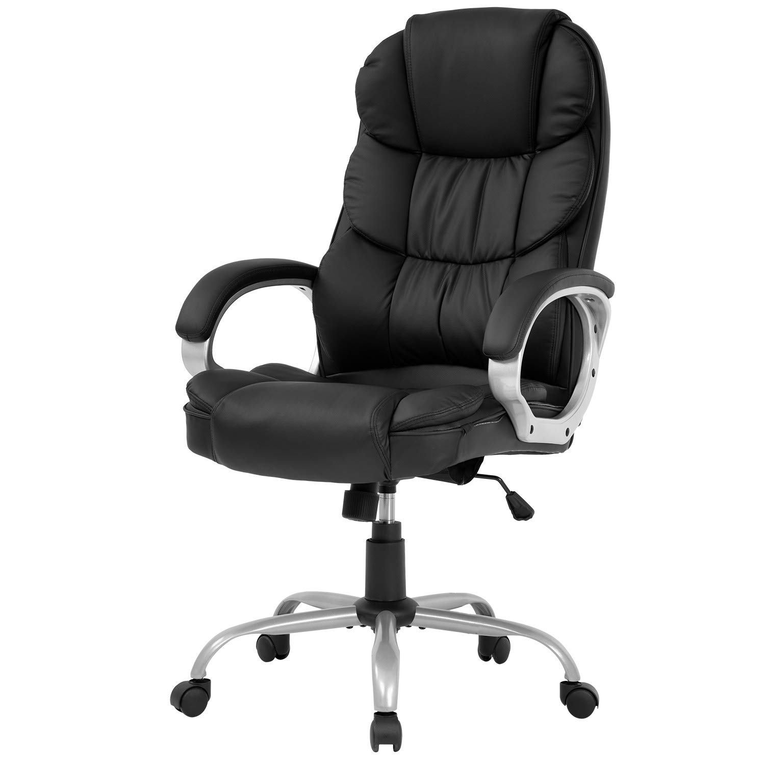 Photo 1 of ***(SELLING AS PARTS ONLY***USED/SCUFFS, SCRATCHES ON FRAME, SEAT TORN /RIPPED)***     FDW Office Chair Computer High Back Adjustable Ergonomic Desk Chair Executive PU Leather Swivel Task Chair with Armrests Lumbar Support (Black)