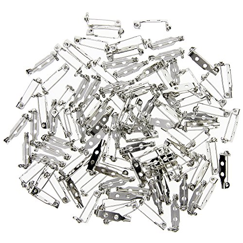KeyZone 100 Pieces Silver Tone 0.75 Inch Locking Pin Backs Clasp Brooch for Badge Crafts, Jewelry Crafting