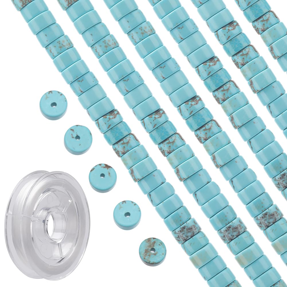 SUNNYCLUE 1 Box 152pcs Disc Stone Beads Gemstone Beads 6mm Howlite Bulk Flat Round Stones Love Lucky Spirit Healing Energy Gemstone Loose Spacer for Jewellery Making DIY Craft Women Adult — image 1