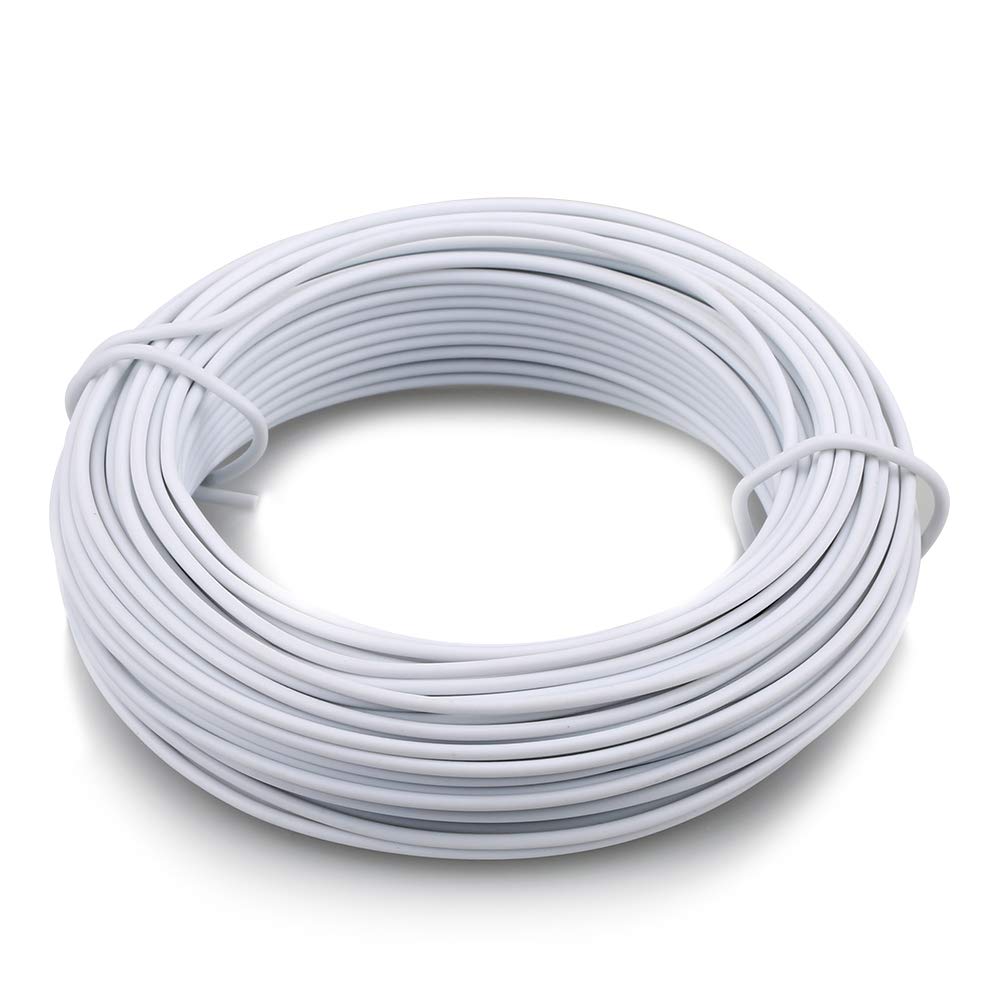 KINGLAKE 20m x 2mm White Garden Wire Coil Plastic Coated Plant Twisty Tie for Plant Tree Support