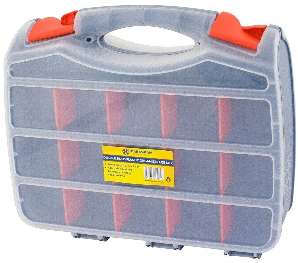 Tool Box BITS 2 Sided Storage Organiser 30 COMPARTMENTS CASE Screws DIY Assorted