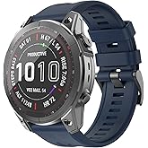 OVERSTEP Compatible with Fenix 7 Watch Band, 22mm Width Soft Silicone Watch Strap for Garmin Fenix 5/Fenix 5 Plus/Fenix 6/Fenix 6 Pro Smartwatch (Dark Blue)