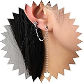 Xduargs Boho Heart Tassel Chain Dangle Earrings Vintage Love Heart Drop Earrings Silver Crystal Heart Stud Earrings Asymmetrical Heart Statement Earrings Jewelry for Women