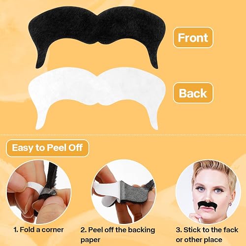 48 pièces fausses moustaches auto-adhésives nouveauté moustache Fiesta fournitures de fête Halloween fantaisie Costume fausses moustaches autocollants  15