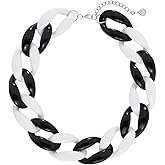 Firstmeet Chunky Acrylic Necklace Smooth Chain Link Cool Statement Choker Cuban Style Jewelry Gift for Women