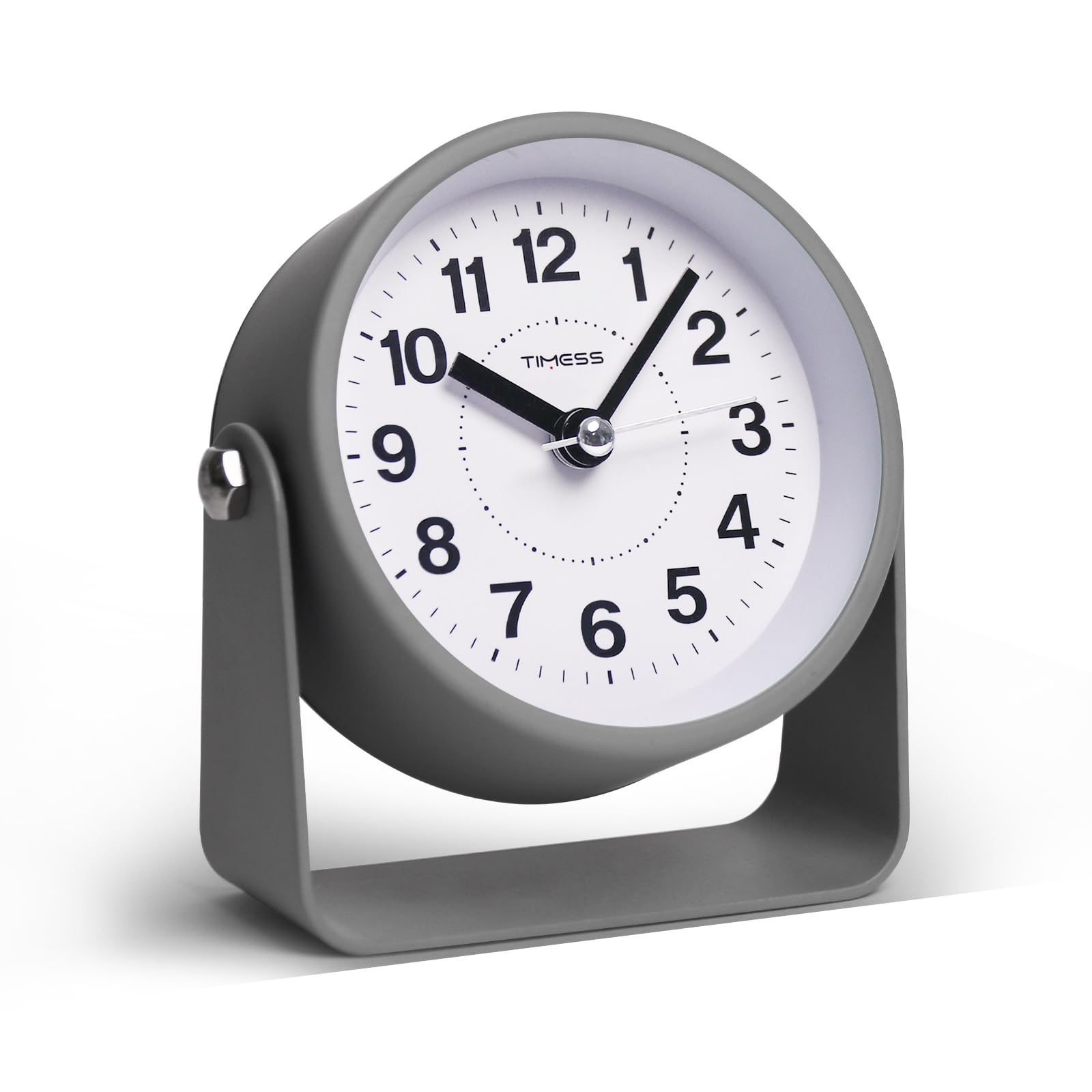 Photo 1 of Analog Alarm Clock, Silent Non-Ticking Quartz Movement, Battery-Operated with Snooze & On-Demand Light, Easy to Set Gentle Wake Bedside Desk Clock, Ideal for Home, Travel, Office (Gray)