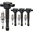 UF311 Ignition Coil Pack 30520-PNA-007 and Iridium Spark Plugs 92213 Set of 4PCS Compatible with Honda Accord 2003-2017,Civic 2002-2011 2016-2024,CR-V 2002-2019,Element 2003-2011&Acura 2.0L 2.4L L4