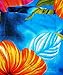 Funky Hawaiian Shirt For Men Short Sleeve Front-Pocket Big Flower Lightblue