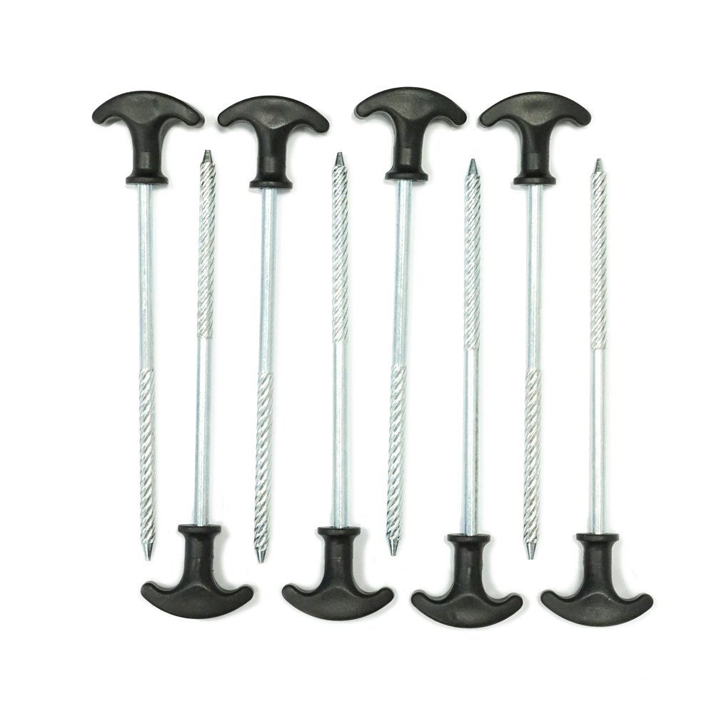 Outdoorer Twister, hard ground pegs, 17 cm long, the 8-piece screw-thread peg kit incl. transport bag