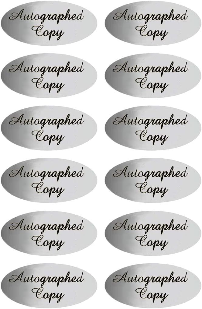 'Autographed Copy' Stickers 1 x 2 Inch Silver Foil