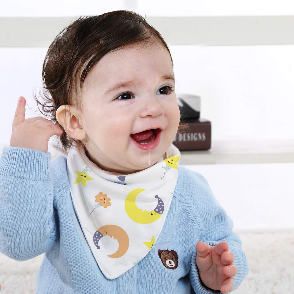 Bandana Drool Bib-Organic Cotton Baby Teething Bib for Boys&Girls, Soft and Super Absorbent, 4 Pack