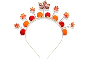 CEALXHENY Fall Headband Thanksgiving Hair Accessories for Women Pumpkin Turkey Maple Leaf Hairbands Autumn Pom Pom Tiara