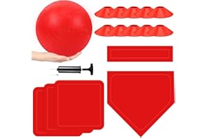Hiboom 16 Pcs Sports Kickball Set Includes 10 Inches Playground Ball 5 Rubber Throw Down Bases Ball Pump 10 Foul Line Cones for Kids Adults Playground School Backyard Game Camps Picnic